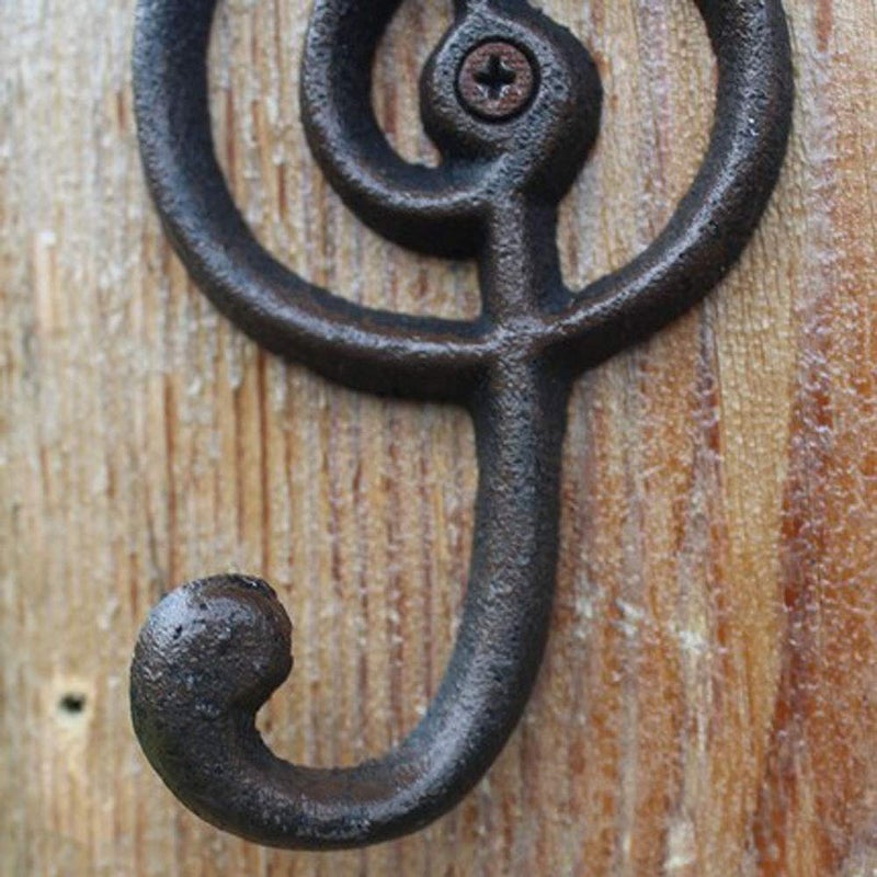 Hdtyyln 2 Pack Decorative Wall Hook, Music Note Wall Hooks, Black Cast Iron Single Hook for Home Kitchen Outdoor Garden Hanging Clothes Caps Bags Coats Daily Tools Planter, 6.3"X2.75" - Image 5